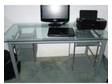 Avebury silver & glass large computer desk. Glass &....